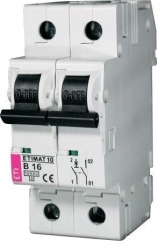 Автоматический выключатель ETIMAT 10 2p B 16А (10kA), ETI (2123716)