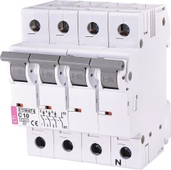 Автоматический выключатель ETIMAT 6 3p+N C 10А (6kA), ETI (2146514)