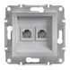 Розетка телефонная 2xRJ11 алюминий Asfora Schneider electric, EPH4200161