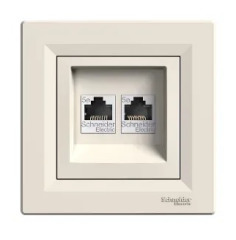 Компьютерная розетка двойная, крем Asfora, EPH4800123