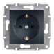 Розетка с заземлением с шторками антрацит Asfora Schneider electric, EPH2900271