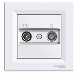 Розетка TV-R белая проходная 8dB Asfora Schneider electric, EPH3300321, Белый