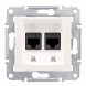 Розетка комп'ютерна подвійна кат.5е STP сл.кістка Schneider Electric Sedna, SDN4600123