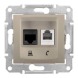 Розетка телефон+компьютер кат.6 UTP титан Sedna Schneider Electric, SDN5200168