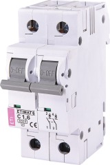 Автоматический выключатель ETIMAT 6 2p C 1,6A (6kA), ETI (2143507)