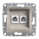 Розетка телефонна 2xRJ11 бронза Asfora Schneider electric, EPH4200169