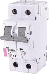 Автоматический выключатель ETIMAT 6 2p C 4A (6kA), ETI (2143510)