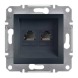 Розетка компьютерная 2xRJ45 антрацит Asfora Schneider electric, EPH4400171