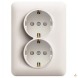 Розетка с заземлением двойная с защитой контактов Lumina, белая, 16А/230В