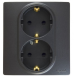 Розетка 2Х2К+З со шторками антрацит Legrand Etika (672633)