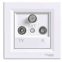 Розетка TV-R-SAT белая проходная 4dB Asfora Schneider electric, EPH3500221, Белый