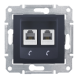 Розетка телефонна подвійна графіт Schneider Electric Sedna, SDN4201170